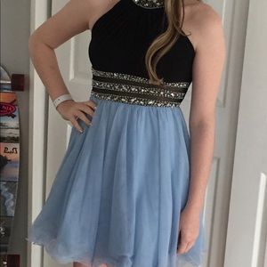 Black and blue homecoming dress.